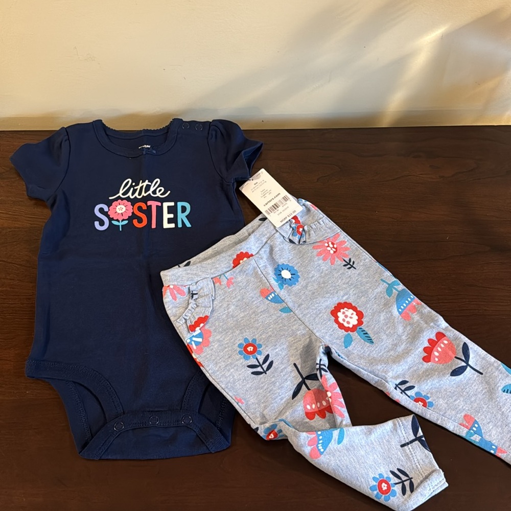 “Little Sister” short sleeve bodysuit and pants set